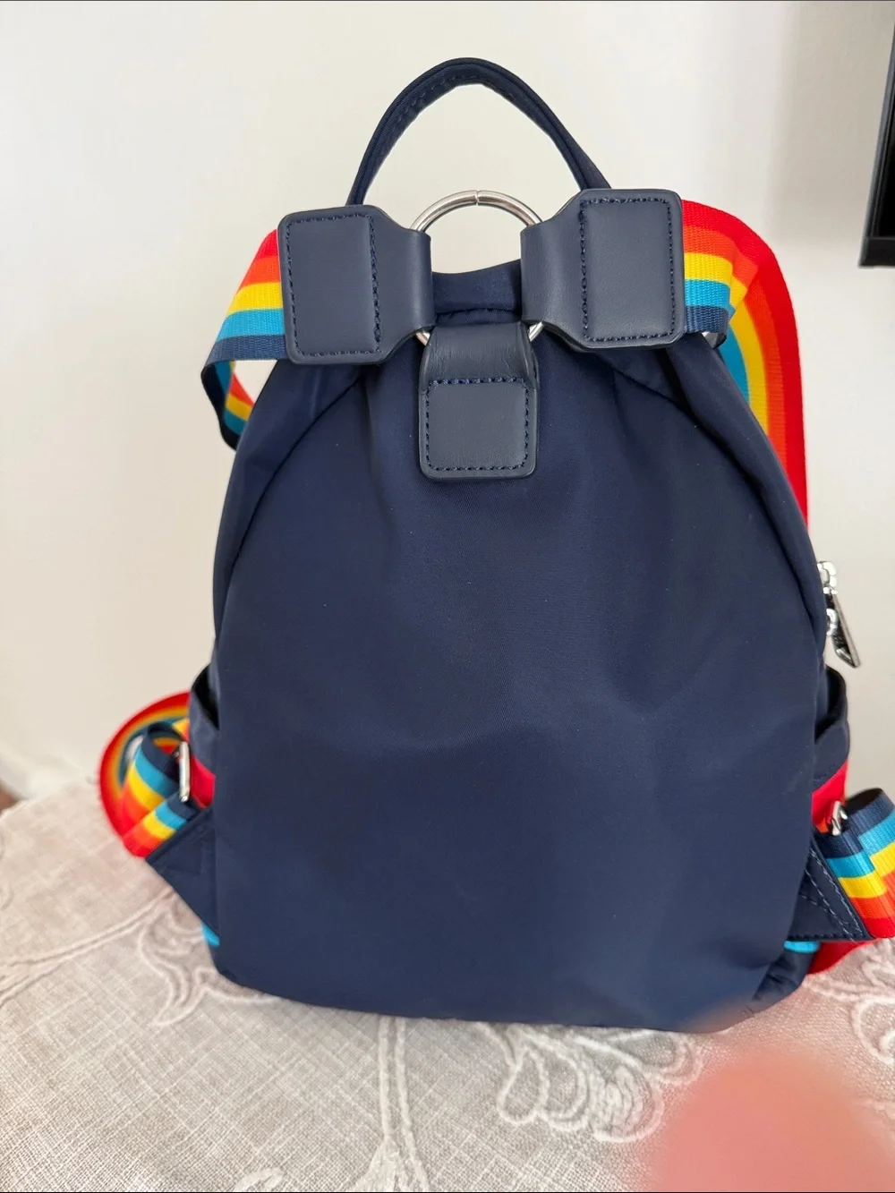 Disney Cruise Line Loungefly Small Navy Backpack Bag with Rainbow Stripes